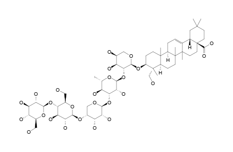 HEDERAGENIN-3-O-BETA-D-GLUCOPYRANOSYL-(1->4)-BETA-D-GLUCOPYRANOSYL-(1->4)-BETA-D-RIBOPYRANOSYL-(1->3)-ALPHA-L-RHAMNOPYRANOSYL-(1->2)-ALPHA-L-ARABI