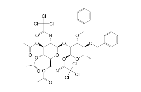 (3,4,6-TRI-O-ACETYL-2-DEOXY-2-TRICHLOROACETAMIDO-BETA-D-GLUCOPYRANOSYL)-(1->2)-3,4-DI-O-BENZYL-ALPHA-L-RHAMNOPYRANOSYL-TRICHLOROACETIMIDATE