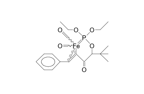 Rac (diethyl 5,5-dimethyl-3-oxo-1-phenyl-1-hexen-4-yl phosphite) iron dicarbonyl complex isomer 1