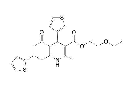 2-Ethoxyethyl 2-methyl-5-oxidanylidene-7-thiophen-2-yl-4-thiophen-3-yl-4,6,7,8-tetrahydro-1H-quinoline-3-carboxylate