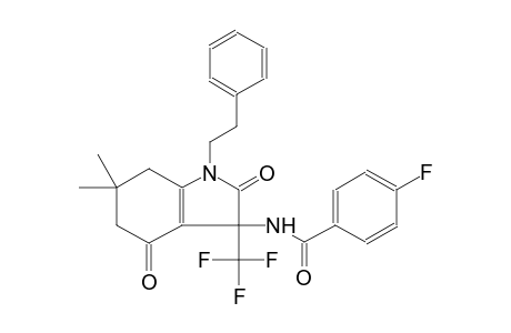 N-[6,6-dimethyl-2,4-dioxo-1-(2-phenylethyl)-3-(trifluoromethyl)-2,3,4,5,6,7-hexahydro-1H-indol-3-yl]-4-fluorobenzamide