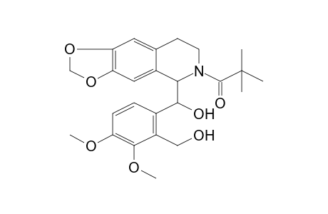 1,3-Dioxolo[4,5-g]isoquinoline-5-methanol, 6-(2,2-dimethyl-1-oxopropyl)-5,6,7,8-tetrahydro-.alpha.-[2-(hydroxymethyl)-3,4-dimethoxyphenyl]-, (R*,S*)-(.+-.)-