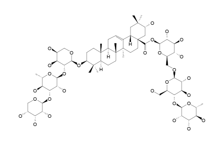 #3;CLEMATIUNICINOSIDE-C;3-O-BETA-D-RIBOPYRANOSYL-(1->3)-ALPHA-L-RHAMNOPYRANOSYL-(1->2)-ALPHA-L-ARABINOPYRANOSYL-21-ALPHA-HYDROXY-OLEAN-12-EN-28-OIC-ACID-28-O-A