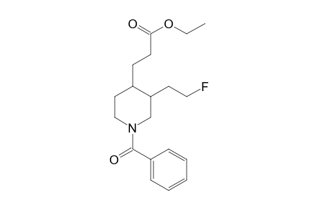 Racemic cis-3-[1-benzoyl-3-(2-fluoroethyl)-4-piperidinyl]-propionic acid ethyl ester