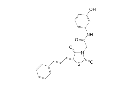 2-{(5Z)-2,4-dioxo-5-[(2E)-3-phenyl-2-propenylidene]-1,3-thiazolidin-3-yl}-N-(3-hydroxyphenyl)acetamide