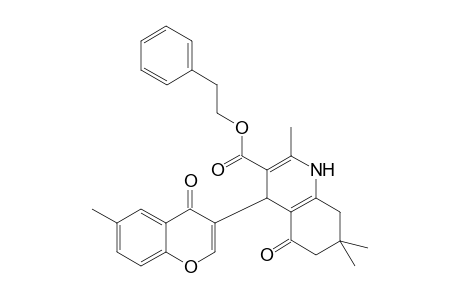 5-Keto-4-(4-keto-6-methyl-chromen-3-yl)-2,7,7-trimethyl-1,4,6,8-tetrahydroquinoline-3-carboxylic acid phenethyl ester