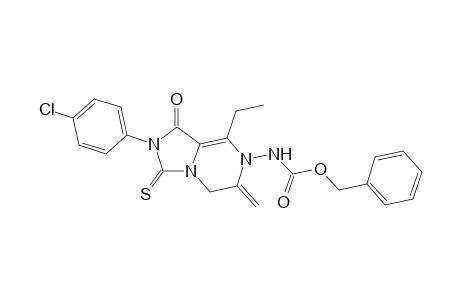 Benzyl N-[2-(4-chlorophenyl)-8-methyl-6-methylene-1-oxo-3-thioxo-1,2,3,5,7-hexahydroimidazo[1,5-a]pyrazin-7-yl]carbamate