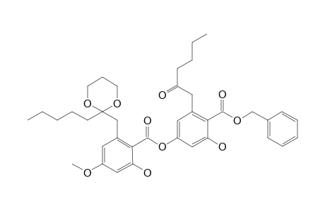 Benzyl 2-hydroxy-4-[2'-hydroxy-4'-methoxy-6'-{(2''-pentyl-1'',3''-dioxolan-2''-yl)methyl}benzoyloxy]-6-(2-oxoheptyl)benzoate