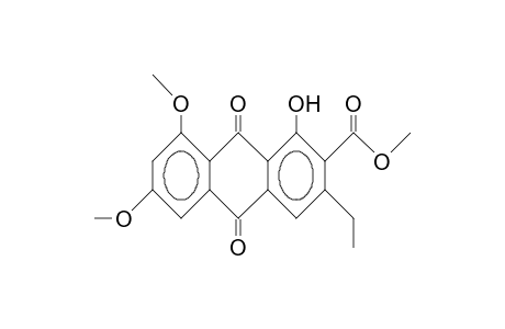 METHYL-AUSTROCORTICINATE;METHYL-3-ETHYL-1-HYDROXY-6,8-DIMETHOXY-9,10-DIOXOANTHRACENE-2-CARBOXYLATE