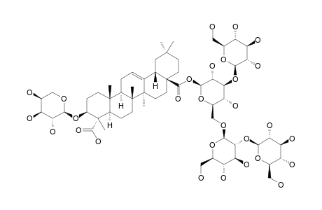 #10;DIANVERSICOSIDE-G;GYPSOGENIC-ACID-3-O-ALPHA-L-ARABINOPYRANOSYL-28-BETA-D-(2''''-O-BETA-D-GLUCOPYRANOSYL)-(3'',6''-DI-O-BETA-D-GLUCOPYRANOSYL)-GLUCOPYRANOSY