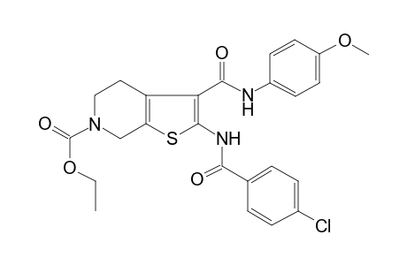 2-[(4-chlorobenzoyl)amino]-3-[(4-methoxyphenyl)carbamoyl]-5,7-dihydro-4H-thieno[2,3-c]pyridine-6-carboxylic acid ethyl ester