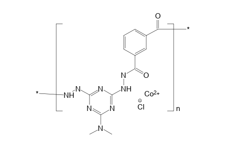 Poly(2,6-dihydrazino-4-dimethylamino-triazinediyl isophthaloyl), chelatized ''polyhydrazide piddt'', chelated with co (the product contains 15.2% co and 2.1% cl)