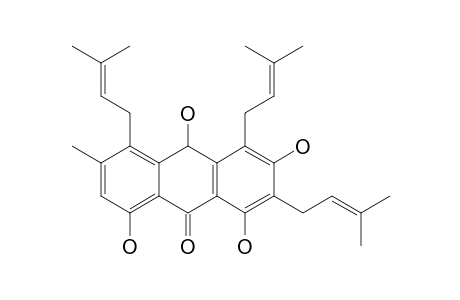 KENGANTHRANOL_B;(+)-1,3,8,10-TETRAHYDROXY-6-METHYL-2,4,5-TRIS-(3,3-DIMETHYLALLYL)-ANTHRONE