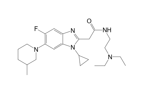 N-[(N',N'-Diethylamino)ethyl]-5-fluoro-6-(3'-methylpiperidin-1'-yl)-1-cyclopropyl-1H-benzimidazole-2-acetamide