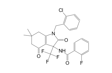 N-[1-(2-chlorobenzyl)-6,6-dimethyl-2,4-dioxo-3-(trifluoromethyl)-2,3,4,5,6,7-hexahydro-1H-indol-3-yl]-2-fluorobenzamide