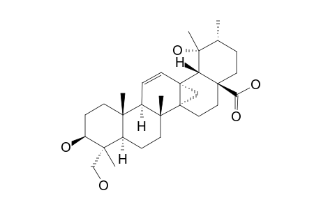 EUSCAPHIC_ACID_B;3-BETA,19-ALPHA,23-TRIHYDROXY-13-ALPHA,27-CYCLOURS-11-EN-28-OIC_ACID