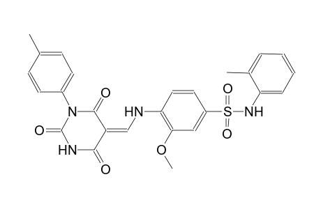 3-methoxy-N-(2-methylphenyl)-4-{[(Z)-(1-(4-methylphenyl)-2,4,6-trioxotetrahydro-5(2H)-pyrimidinylidene)methyl]amino}benzenesulfonamide