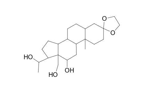 17-(1-hydroxyethyl)-10-methyl-13-methylol-spiro[1,2,4,5,6,7,8,9,11,12,14,15,16,17-tetradecahydrocyclopenta[a]phenanthrene-3,2'-1,3-dioxolane]-12-ol