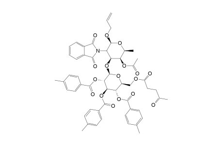 #26-PART-2;ALLYL-(6-O-LEVULINOYL-2,3,4-TRI-O-PARA-TOLUOYL-BETA-D-GLUCOPYRANOSYL)-(1->3)-(4-O-ACETYL-6-O-TERT.-BUTYL-DIMETHYLSILYL-2-DEOXY-2-PHTHALIMIDE