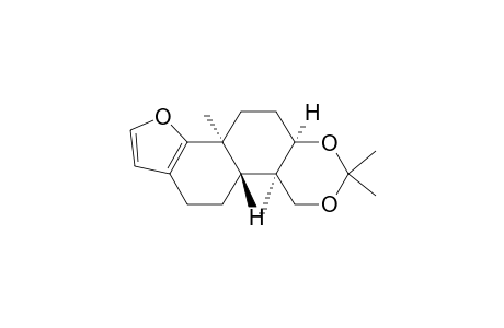 (+)-(4a.alpha.,4b.beta.,9b.alpha.,11a.alpha.)-4a,4b,5,6,9b,10,11,11a-octahydro-2,2,4a,9b-tetramethyl-4H-furo[2',3':5,6]naphtho[2,1-d]-1,3-dioxane