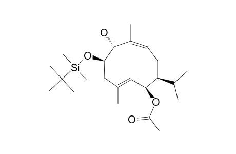 (4E,9Z)-6-BETA-ACETOXY-2-BETA-TERT.-BUTYLDIMETHYLSILYLOXY-7-H-ALPHA-GERMACRA-4,9-DIEN-1-ALPHA-OL