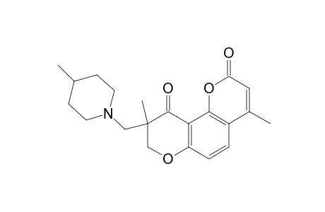 8,9-dihydro-4,9-dimethyl-9-[(4-methylpiperidino)methyl]-2H,10H-benzo[1,2-b:3,4-b']dipyran-2,10-dione