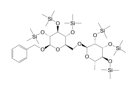 .beta.-D-Glucopyranoside, phenylmethyl 6-o-(6-deoxy-.alpha.-L-mannopyranosyl)-, 6tms