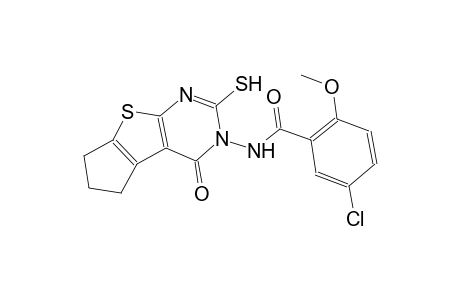 5-chloro-2-methoxy-N-(4-oxo-2-sulfanyl-6,7-dihydro-4H-cyclopenta[4,5]thieno[2,3-d]pyrimidin-3(5H)-yl)benzamide