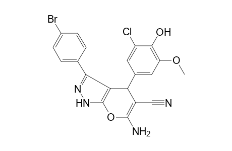 6-Amino-3-(4-bromophenyl)-4-(3-chloro-4-hydroxy-5-methoxy-phenyl)-2,4-dihydropyrano[2,3-c]pyrazole-5-carbonitrile