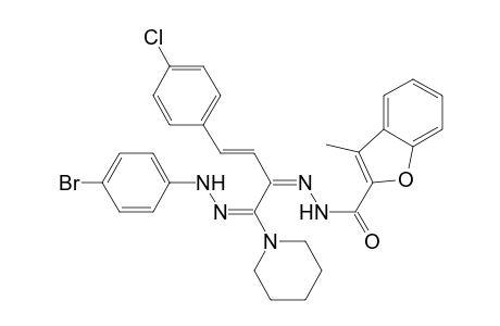 (1E,2Z,3E)-1-(Piperidin-1-yl)-1-[(4-bromophenyl)hydrazono]-2-[(3-methylbenzofuran-2-oyl)hydrazono]-4-(4-chlorophenyl)but-3-ene