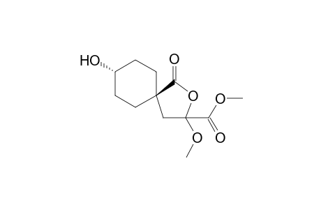 8-trans-Hydroxy-3-methoxy-5-rel-1-oxo-2-oxaspiro[4.5]decan-3-carboxylic acid-methylester