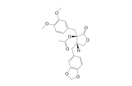 GUAYADEQUIOL-ACETATE;2-BETA-ACETYL-2-ALPHA-3',4'-DIMETHOXYBENZYL-3-ALPHA-3'',4''-METHYLENEDIOXY-GAMMA-BUTYROLACTONE