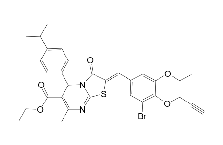 (2Z)-2-(3-bromo-5-ethoxy-4-propargyloxy-benzylidene)-3-keto-7-methyl-5-p-cumenyl-5H-thiazolo[3,2-a]pyrimidine-6-carboxylic acid ethyl ester