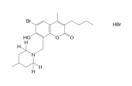 6-bromo-3-butyl-7-hydroxy-4-methyl-8-[(4-methylpiperidino)methyl]coumarin, hydrobromide