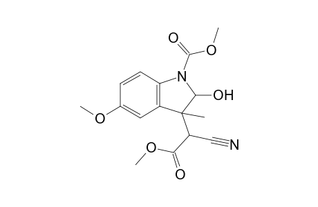 3-(1-Cyano-2-keto-2-methoxy-ethyl)-2-hydroxy-5-methoxy-3-methyl-indoline-1-carboxylic acid methyl ester