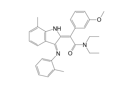 2-[N,N-Diethyl-1'-carbamoyl-1'-(3'''-methoxyphenyl)methylidene]-7-methyl-3-(2''-tolyl)imino-1H-indole