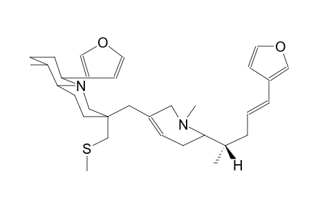 3-METHYLTHIO-3-{1-METHYL-2-[5-(3-FURYL)-4-PENTEN-2-YL]-1,2,5,6-TETRAHYDROPYRID-5-YL}-8-METHYL-10-(3-FURYL)-1-AZABICYCLO[4.4.0]DECANE