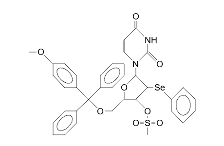 1-(5'-O-<4-Monomethoxy-trityl>-2'-deoxy-2'-phenylseleno-3'-O-methanesulfonyl-B-D-ribo-furanosyl)-uracil