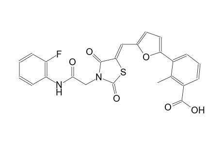 3-[5-((Z)-{3-[2-(2-fluoroanilino)-2-oxoethyl]-2,4-dioxo-1,3-thiazolidin-5-ylidene}methyl)-2-furyl]-2-methylbenzoic acid