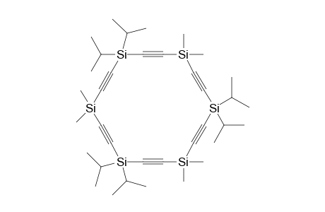 Trikis(1-diisopropylsilyl-3-dimethylsilyl-1,3-butyne) [1,7,13-(diisopropyl)-4,10,16-dimethyl-1,4,7,10,13,16-hexasilacyclooctadeca-2,5,8,11,14,17-hexayne]