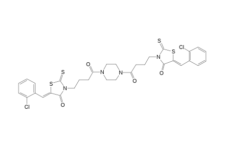 (5Z)-5-(2-chlorobenzylidene)-3-[4-(4-{4-[(5Z)-5-(2-chlorobenzylidene)-4-oxo-2-thioxo-1,3-thiazolidin-3-yl]butanoyl}-1-piperazinyl)-4-oxobutyl]-2-thioxo-1,3-thiazolidin-4-one