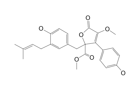 Methyl 2-[[4-hydroxy-3-(3-methylbut-2-enyl)phenyl]methyl]-3-(4-hydroxyphenyl)-4-methoxy-5-oxofuran-2-carboxylate