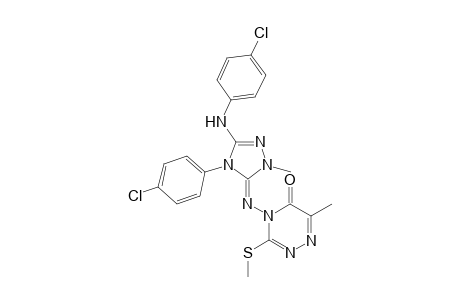 4-(((3Z,5Z)-4-(4-Chlorophenyl)-5-[(4-chlorophenyl)imino]-2-methyl-1,2,4-triazolidin-3-ylidene)amino)-6-methyl-3-(methylsulfanyl)-1,2,4-triazin-5(4H)-one