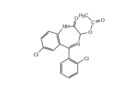 7-chloro-5-(o-chlorophenyl)-1,3-dihydro-3-hydroxy-2H-1,4-benzodiazepin-2-one, acetate(ester)