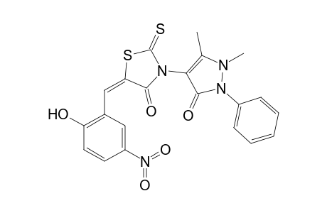 (5E)-3-(1,5-Dimethyl-3-oxo-2-phenyl-2,3-dihydro-1H-pyrazol-4-yl)-5-(2-hydroxy-5-nitrobenzylidene)-2-thioxo-1,3-thiazolidin-4-one