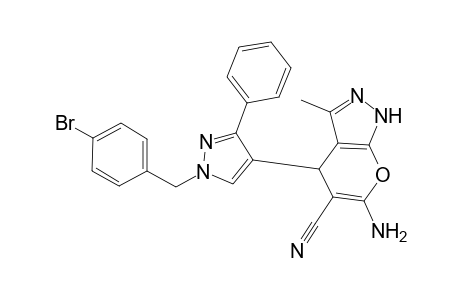 6-amino-4-[1-(4-bromobenzyl)-3-phenyl-1H-pyrazol-4-yl]-3-methyl-1,4-dihydropyrano[2,3-c]pyrazole-5-carbonitrile