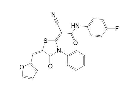 (2E)-2-cyano-N-(4-fluorophenyl)-2-[(5E)-5-(2-furylmethylene)-4-oxo-3-phenyl-1,3-thiazolidin-2-ylidene]ethanamide