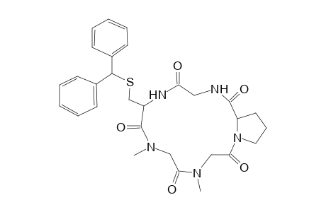 Tetrahydropyrrolo[2,1-a](1,4,7,10,13-pentaazocyclopentadecane-2,5,8,11,14-pentaone), 4,7-dimethyl-9-diphenylmethylthio)methyl-