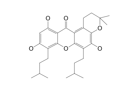 Pyrano[3,2-a]xanthen-12(1H)-one, 2,3-dihydro-5,9,11-trihydroxy-3,3-dimethyl-6,8-bis(3-methylbutyl)-