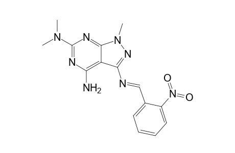 4-AMINO-6-DIMETHYLAMINO-3-(2-NITROPHENYL)-AZOMETHINO-1-METHYLPYRAZOLO-[3,4-D]-PYRIMIDINE